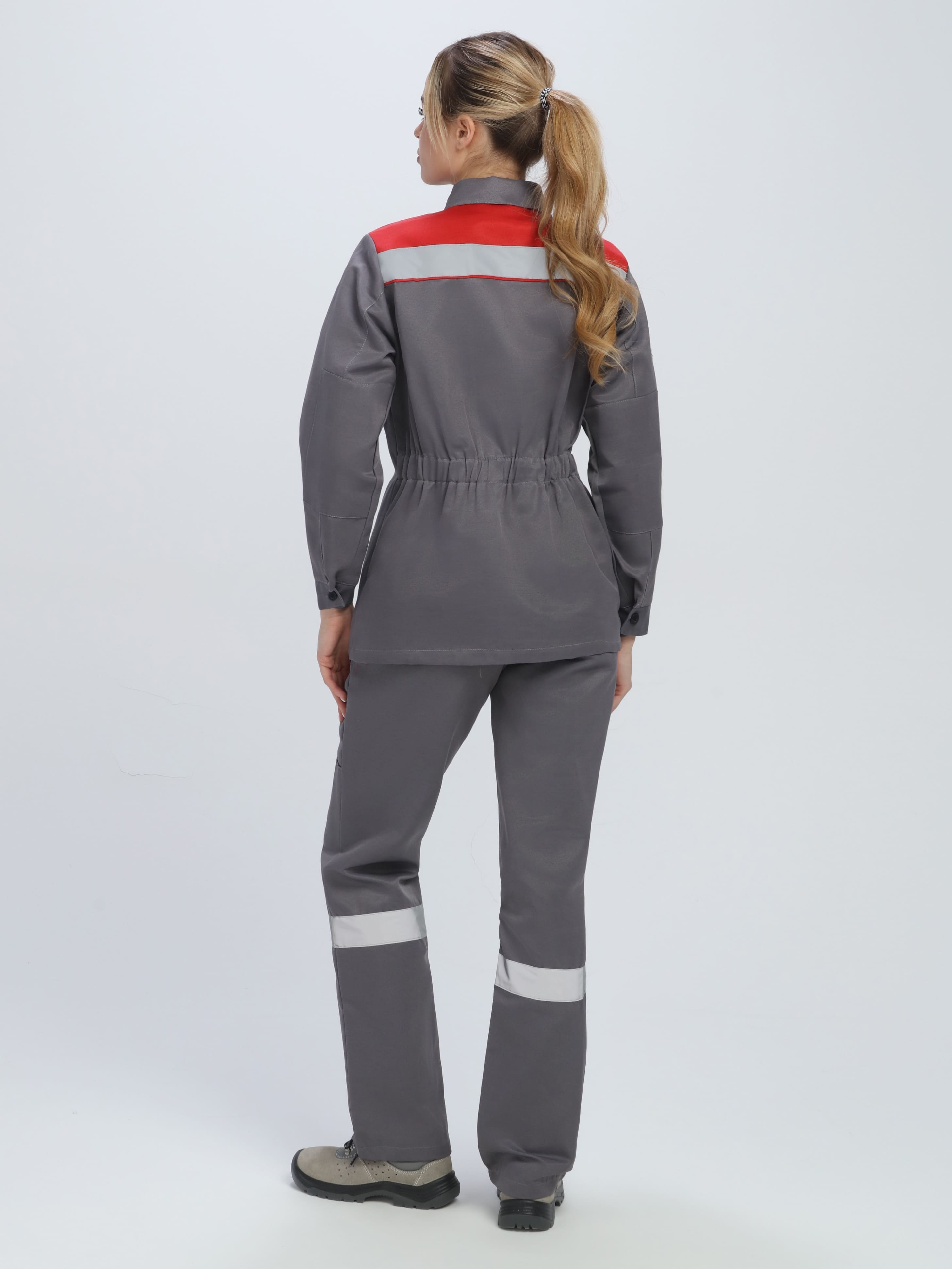 Костюм женский Весна-1 СОП NEW (тк.Смесовая,210) брюки, т.серый/красный - 5