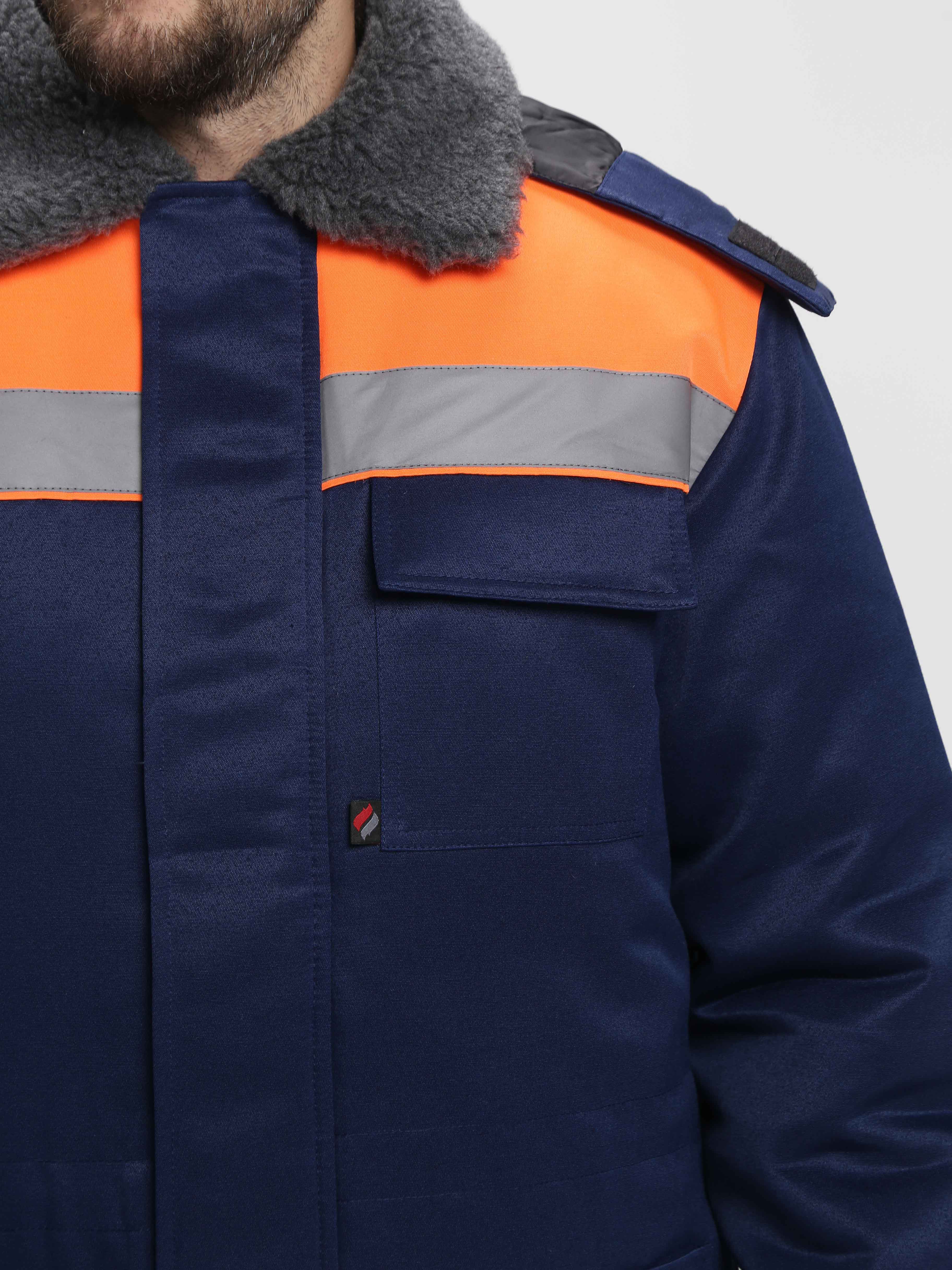 Куртка зимняя для бригадира NEW (тк.Смесовая,210), т.синий/оранжевый - 3